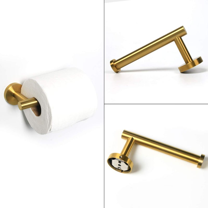 HouseAid Towel Ring and Toilet Paper Holder Set 2 Pieces Bathroom Hardware Stainless Steel Bathroom Hand Towel Holder Circle Towel Hanger Wall Mounted Brushed Gold - Image 4